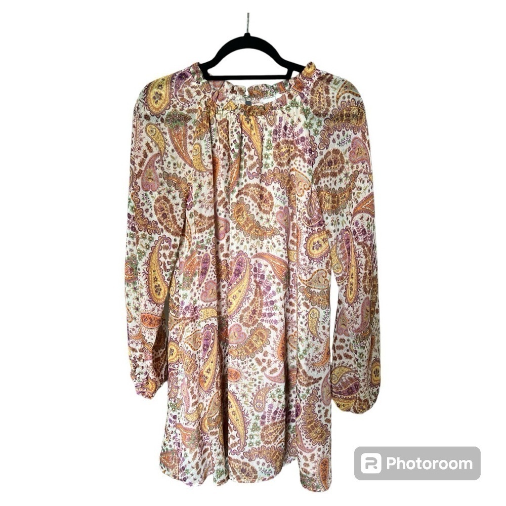 Lush multi paisley print long sleeve dress size Medium